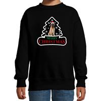 Bellatio Dieren kersttrui mastiff zwart kinderen - Foute honden kerstsweater 9-11 jaar (134/146) -
