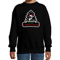 Bellatio Dieren kersttrui pinguin zwart kinderen - Foute pinguins kerstsweater 12-13 jaar (152/164) -