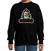 Bellatio Dieren kersttrui tijger zwart kinderen - Foute tijgers kerstsweater (110/116) -