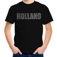 Bellatio Glitter Holland t-shirt zwart rhinestone steentjes voor kinderen