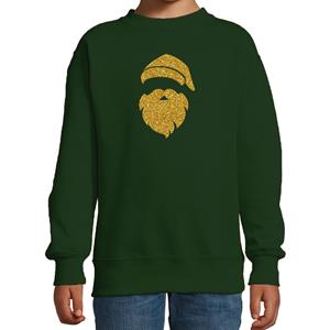 Bellatio Kerstman hoofd Kerstsweater / Kersttrui groen voor kinderen