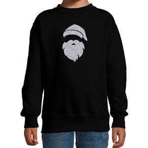 Bellatio Kerstman hoofd Kerstsweater / Kersttrui zwart voor kinderen