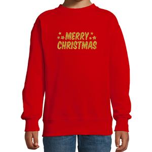 Bellatio Merry Christmas Kerst sweater / trui rood voor kinderen
