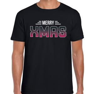 Bellatio Merry xmas disco Kerst t-shirt zwart voor heren