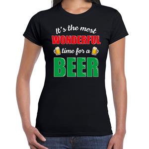 Bellatio Wonderful beer fout Kerst bier t-shirt zwart voor dames