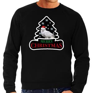 Bellatio Dieren kersttrui uil zwart heren - Foute uilen kerstsweater -