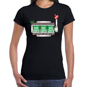 Bellatio Bad / good Santa fout Kerst t-shirt zwart voor dames