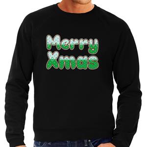 Bellatio Merry xmas foute Kerstsweater / Kersttrui zwart voor heren