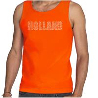 Bellatio Glitter Holland tanktop oranje rhinestone steentjes voor heren