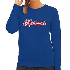 Bellatio Kerstmuts foute Kerstsweater / Kersttrui blauw voor dames