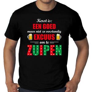 Bellatio Grote maten Kerst goed excuus om te zuipen fout Kerst t-shirt zwart voor heren