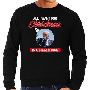 Bellatio Trump All I want for Christmas foute Kerst sweater / trui zwart voor heren