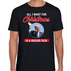 Bellatio Trump All I want for Christmas fout Kerst shirt zwart voor heren