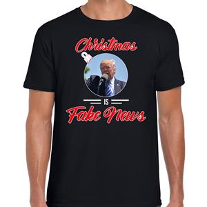 Bellatio Trump Christmas is fake news fout Kerstshirt zwart voor heren