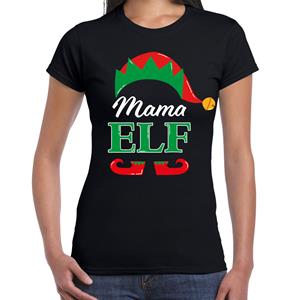 Bellatio Mama elf fout Kerst t-shirt zwart voor dames