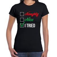 Bellatio Naughty nice fout Kerst t-shirt zwart voor dames