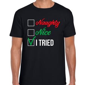 Bellatio Naughty nice fout Kerst t-shirt zwart voor heren