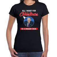 Bellatio Putin All I want for Christmas fout Kerstshirt zwart voor dames