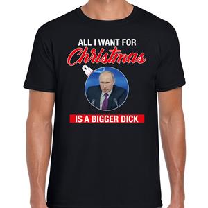 Bellatio Putin All I want for Christmas fout Kerstshirt zwart voor heren