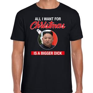 Bellatio Kim Jong-un All I want for Christmas fout Kerst shirt zwart voor heren