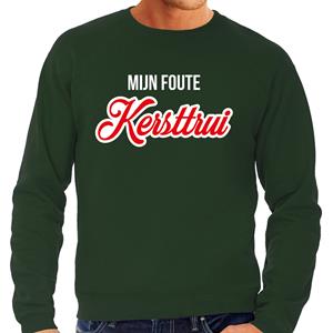 Bellatio Mijn foute Kersttrui sierlijke letters Kerst sweater groen voor heren