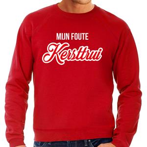 Bellatio Mijn foute Kersttrui sierlijke letters Kerst sweater rood voor heren