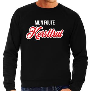 Bellatio Mijn foute Kersttrui sierlijke letters Kerst sweater zwart voor heren