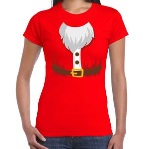 Bellatio Kerstman kostuum verkleed t-shirt rood voor dames