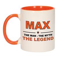 Bellatio Max the man, the myth, the legend vlag mok / beker oranje wit 300 ml - coureur supporter / race fan -