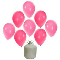 Bellatio 30x Helium ballonnen roze/licht roze 27 cm meisje geboorte + helium tank/cilinder -