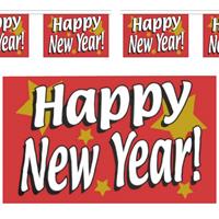 Bellatio Versiering set Happy New Year/gelukkig nieuw jaar thema vlaggetjes -