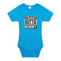 Bellatio Straight outta mommy geboorte cadeau / kraamcadeau romper blauw voor babys / jongens -
