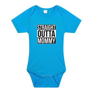 Bellatio Straight outta mommy geboorte cadeau / kraamcadeau romper blauw voor babys / jongens -