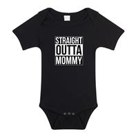 Bellatio Straight outta mommy geboorte cadeau / kraamcadeau romper zwart voor babys -