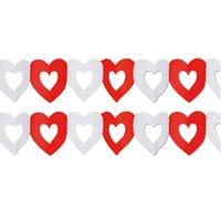 Pakket van 2x stuks hartjes slingers rood/wit 300 cm -