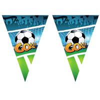 Bellatio 3x stuks voetbal thema vlaggetjes slingers/vlaggenlijnen groen/blauw van 5 meter -