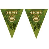 Bellatio 3x stuks leger camouflage army thema vlaggetjes slingers/vlaggenlijnen groen van 5 meter -