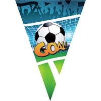Bellatio Voetbal thema vlaggetjes slinger/vlaggenlijn groen/blauw van 5 meter -