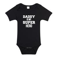 Bellatio Daddy super hero geboorte cadeau / kraamcadeau romper zwart voor babys -
