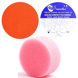 Superstar schmink oranje 16 gram met rond grimeer sponsje -