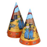Baustelle PartyhÃ¼tchen 8er Pack, Bauarbeiter-Motiv, Pappe, mit Gummi
