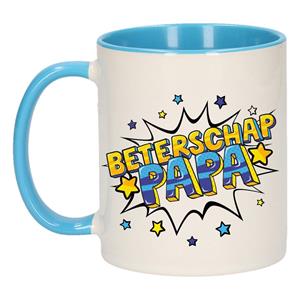 Bellatio Beterschap papa cadeau mok / beker wit en blauw 300 ml -