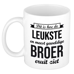 Bellatio Leukste en meest geweldige broer cadeau koffiemok / theebeker wit 300 ml -