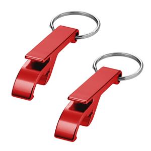 Set van 12x stuks flesopeners sleutelhangers rood 6 cm -