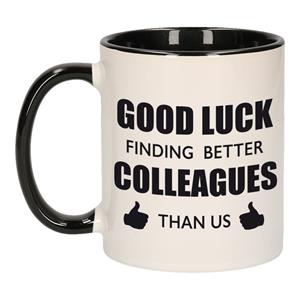 Bellatio Good luck finding better colleagues than us mok / beker wit met zwart oor bedankt cadeau collega -