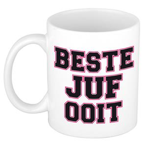 Bellatio Beste juf ooit kado mok / beker wit - verjaardagscadeau -