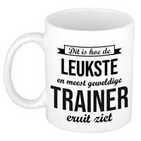 Bellatio Leukste en meest geweldige trainer cadeau koffiemok / theebeker wit 300 ml -