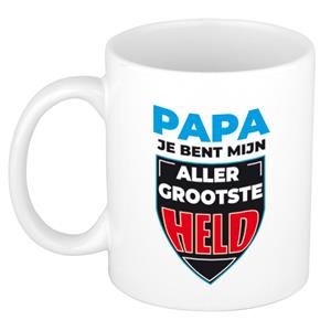 Bellatio Papa je bent mijn allergrootste held cadeau mok / beker wit 300 ml -