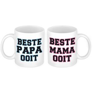 Bellatio Beste Papa en Mama ooit mok - Cadeau beker set voor Papa en Mama -