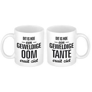 Bellatio Geweldige oom en tante mok - Cadeau beker set voor Oom en Tante -